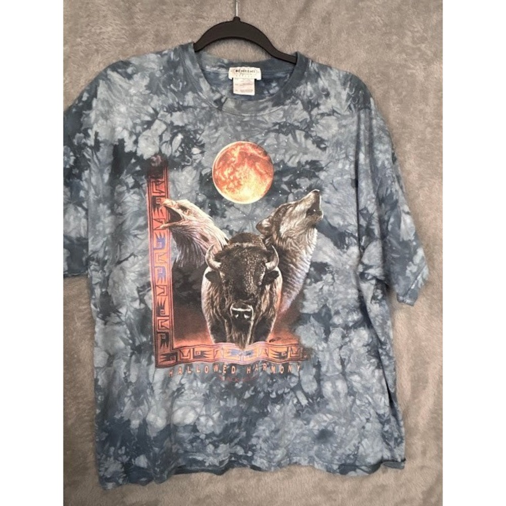 David Behrens Hallowed Harmony Black Hills T-Shirt‎ Wolf Eagle Tie Dye XL